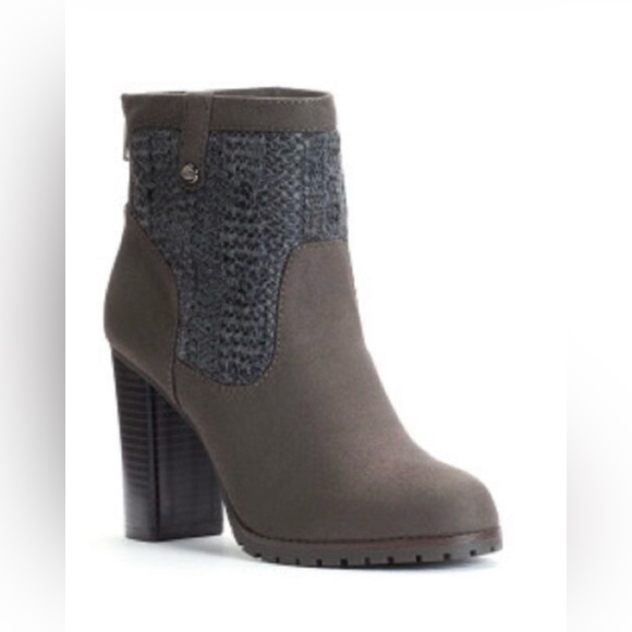 Juicy Couture Faux Suede & Knit Stacked Heel Ankle Boots - Picture 2 of 16